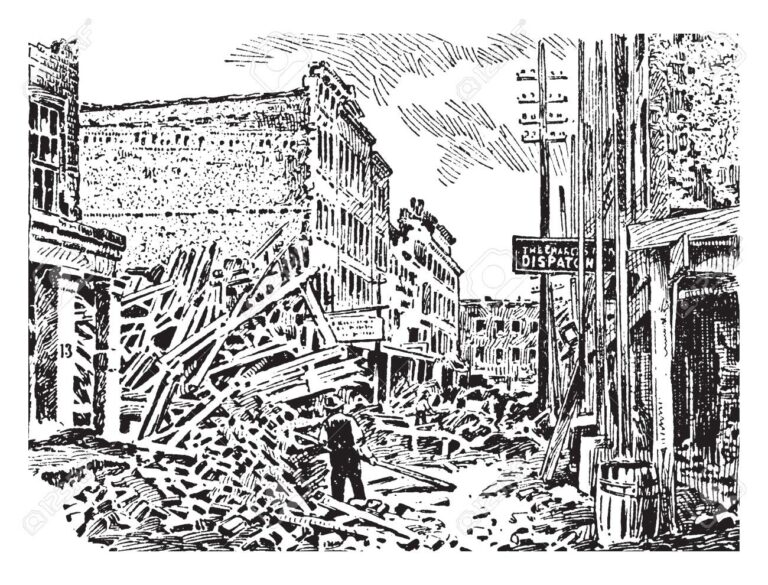 Earthquake, vintage illustration.