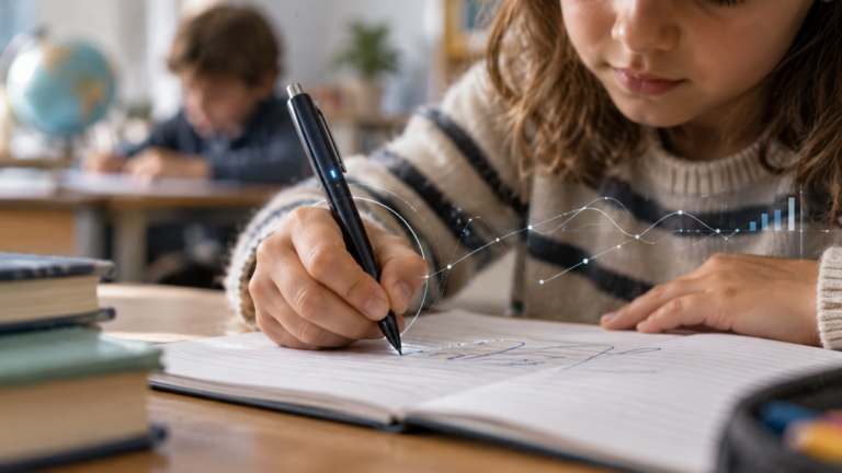 Quantitative analysis of handwriting kinematics in primary and lower secondary school children through a sensorized ink pen: A cross-sectional population-based study